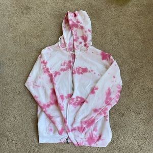 Pink and White Tie Dye Gildan Heavy Blend zip up